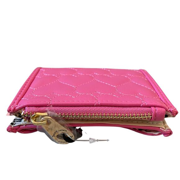 JUICY COUTURE Heart Quilted Bifold Wallet With Pullout Card Case Pink New - Picture 4 of 13